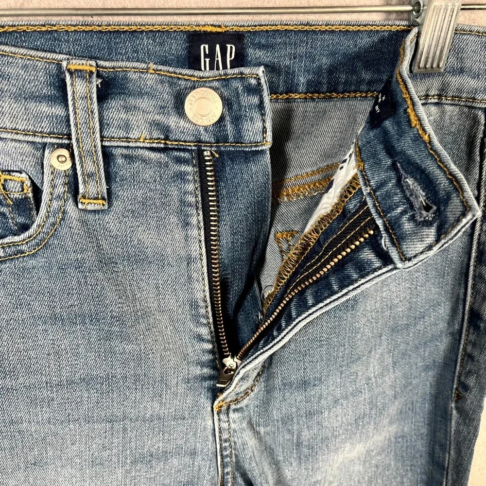 Gap‎ True Skinny Jeans Womens 26 Blue Denim Lyocell Stretch Medium Wash Whiskers